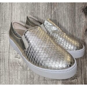 Vionic Women's 356MIDI Textured Casual Sneakers Loafers CHAMPAGNE Gold Size 7